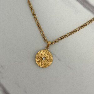 SKU:0078 vintage style gold chain necklace With pendant star zircon stone
